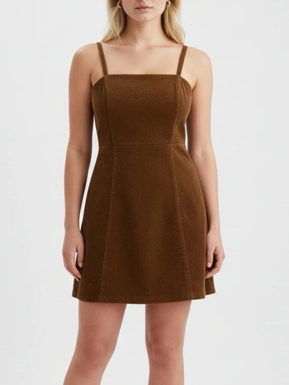 Brown Corduroy Mini Dress